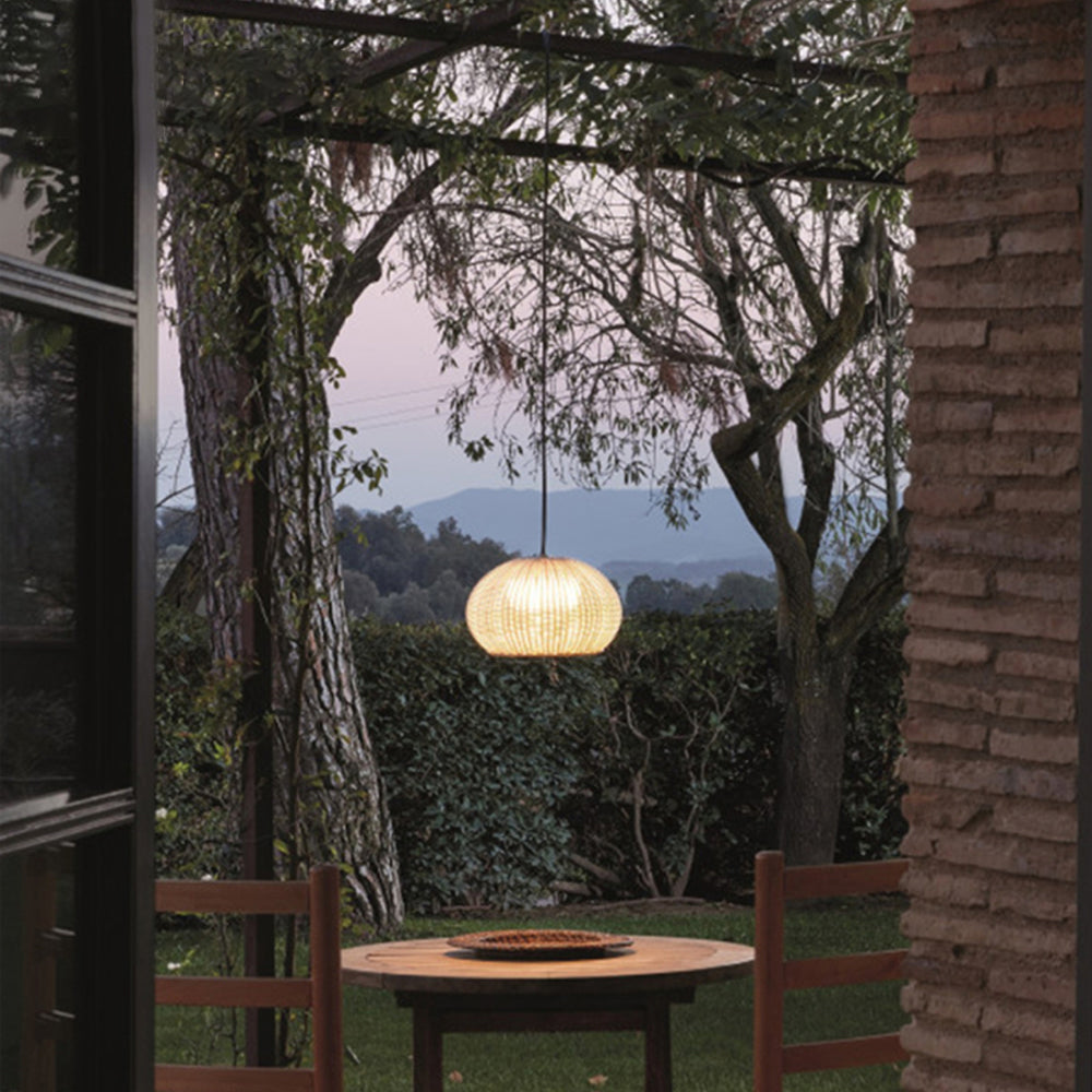 Ritta Außenpendelleuchte, Metall & Rattan, 2 Farben, ∅40/60CM - Cueteks
