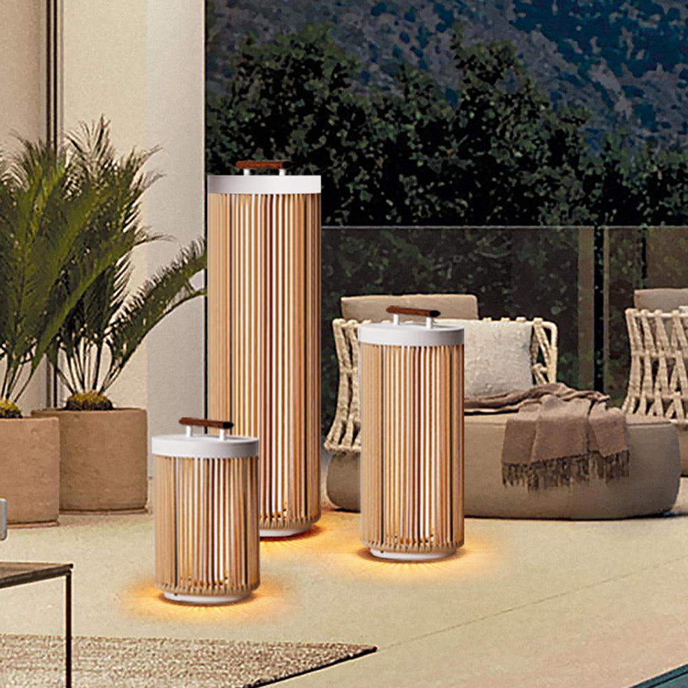 Ritta Außenstehleuchte Zeitgenössisch, Solar, Metall & Rattan, 35/60/100 CM - Cueteks