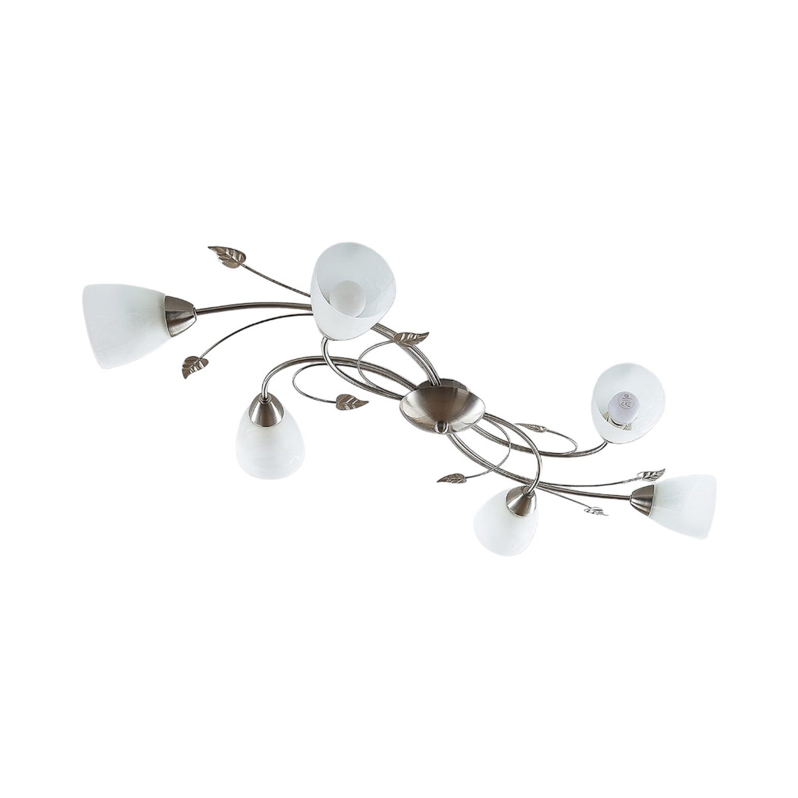 Eyrn Blatt Deckenleuchte, 3/5/6-flammig, 2 Farben, Metall & Glas - Cueteks