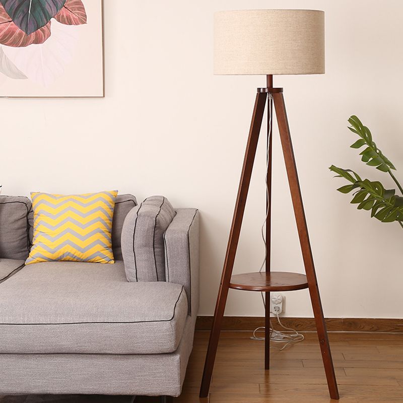 Ozawa Stehleuchte, Holz & Textil, 152CM Lang - Cueteks