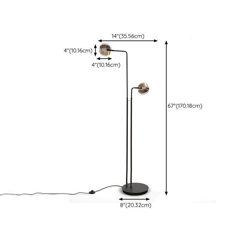 Salgado Schwarze Stehlampe, Metall, 2-flammig, 170CM Lang - Cueteks