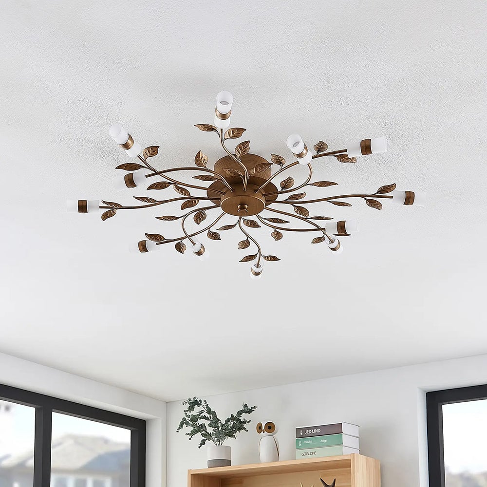 Olivia Bronze Blatt Deckenleuchte, ∅80CM - Cueteks