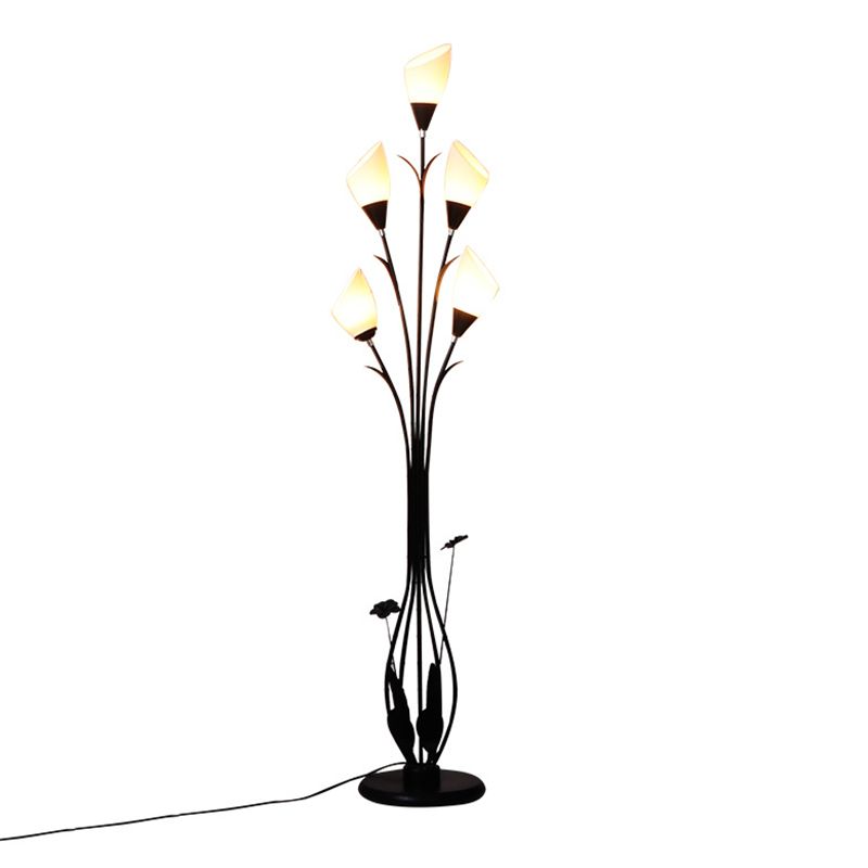 Bella Schwarze Stehleuchte in Form von Blütenzweigen, 6-flammig, 168CM Lang - Cueteks