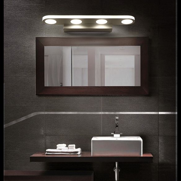 Leigh Ovale Weiße Spiegelfront Eitelkeit Wandleuchte, 41/58CM Lang - Cueteks