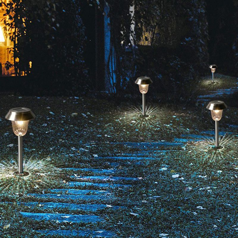 Pena Außen-Wegeleuchte Schüssel Solarenergie Silber, 40CM lang - Cueteks