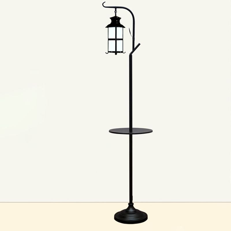 Alessio Laternen Schirm Schwarz Stehlampe mit einem kleinen Tisch, Metall, 4 Farben, 174CM Lang - Cueteks