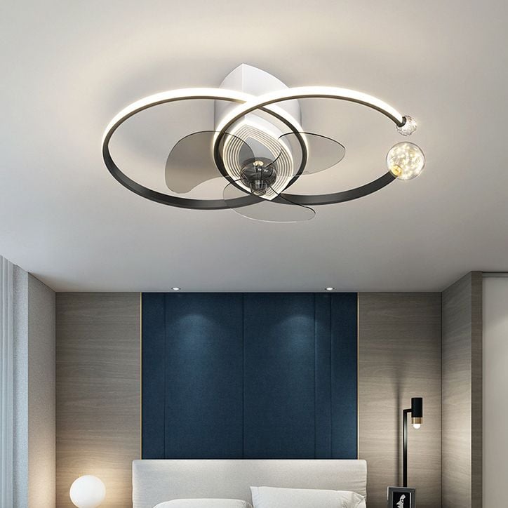 Arisha Deckenventilator mit Beleuchtung Doppel-C 3-Blatt, 2 Farben, ∅70CM - Cueteks