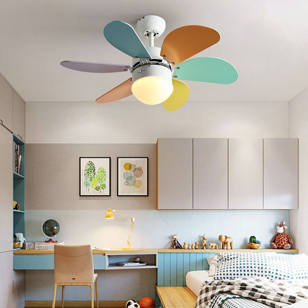 Morandi 5-Blätter Runder Deckenventilator, Metall & Holz, ∅90CM - Cueteks