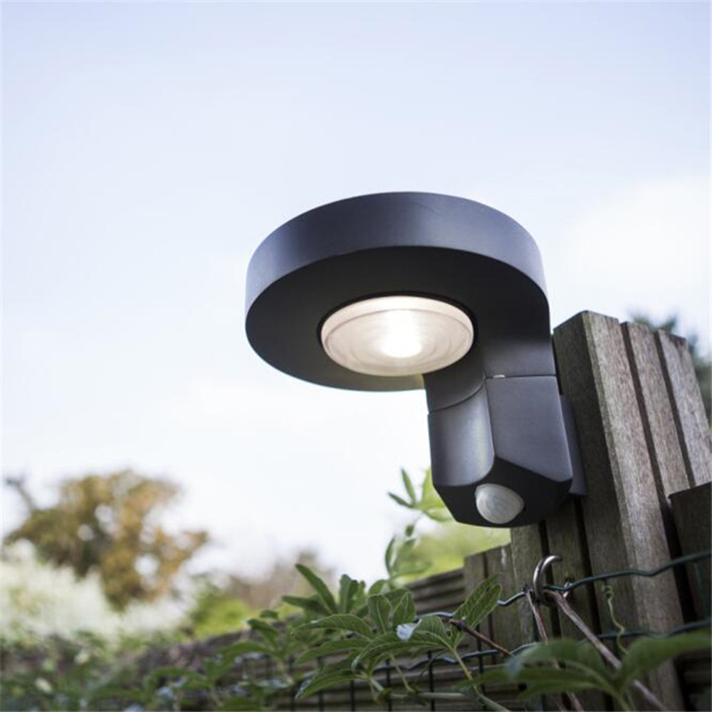 Orr Außenwandleuchte Rund Schwarz, Solar-Senor, 13CM Lang - Cueteks