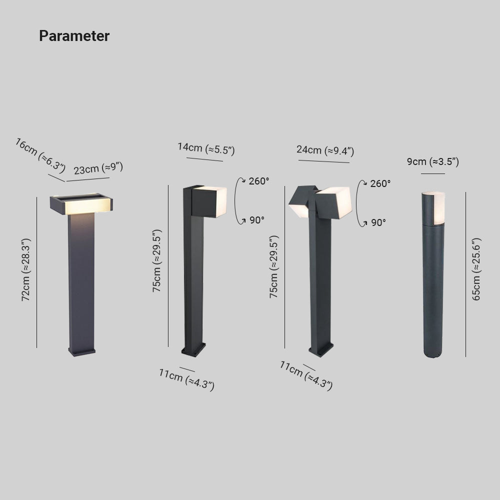 Pena Schwenkbar Außen-Pollerleuchte, 4Stile, 1/2-flammig - Cueteks