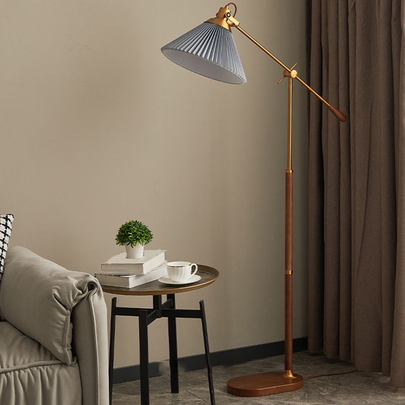 Ozawa Plissiert Stehleuchte, Metall & Holz, 196CM Lang - Cueteks