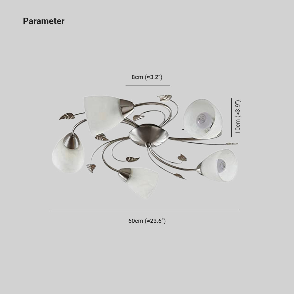 Eyrn Blatt Deckenleuchte, 3/5/6-flammig, 2 Farben, Metall & Glas - Cueteks