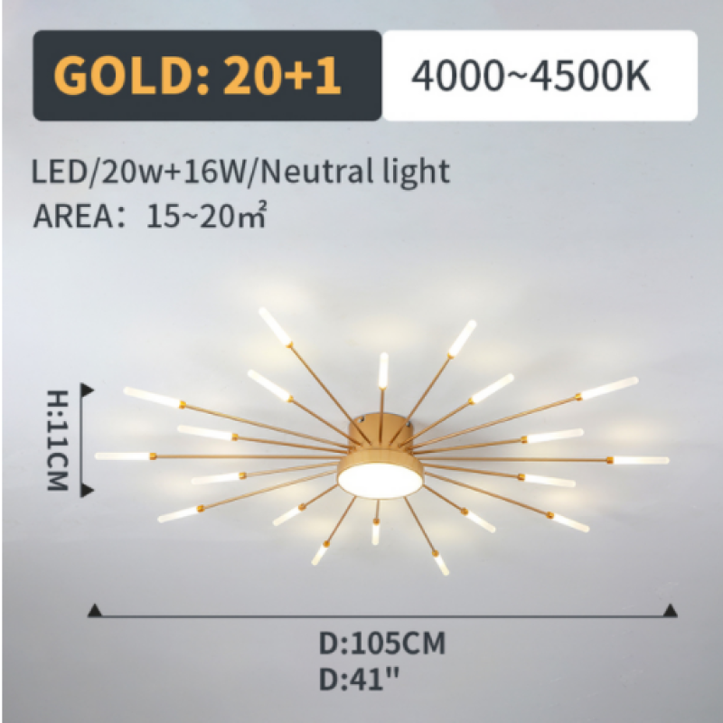 Moderne LED Deckenleuchte aus Metall Dauerhaft für Wohnzimmer - Cueteks