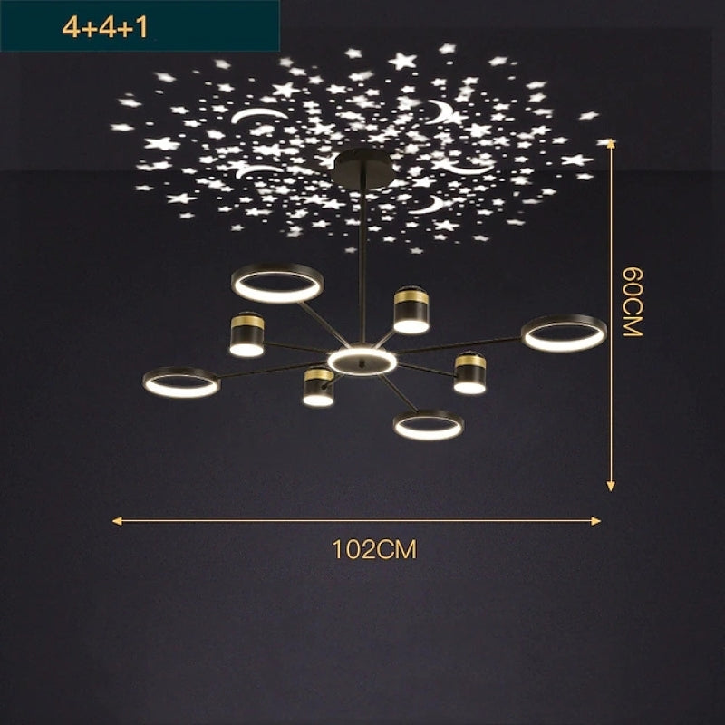 Moderner Kronleuchter Projektionslicht LED Sternenhimmel Lampe für Flur Schlafzimmer Wohnzimmer - Cueteks