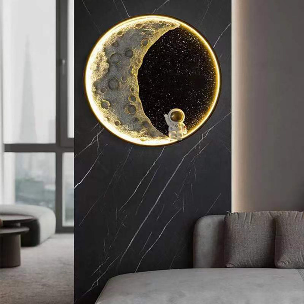 Elif Wandleuchte Astronaut Mond Schwarz, ∅50CM - Cueteks