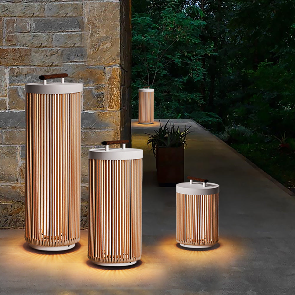 Ritta Außenstehleuchte Zeitgenössisch, Solar, Metall & Rattan, 35/60/100 CM - Cueteks