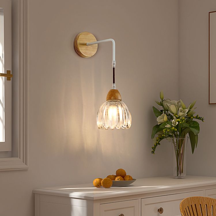 Lily Spiegelfront Wandleuchte Blume, Holz, ∅14CM - Cueteks