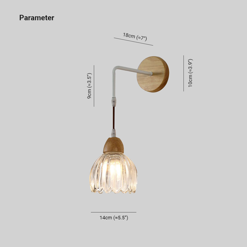 Lily Spiegelfront Wandleuchte Blume, Holz, ∅14CM - Cueteks
