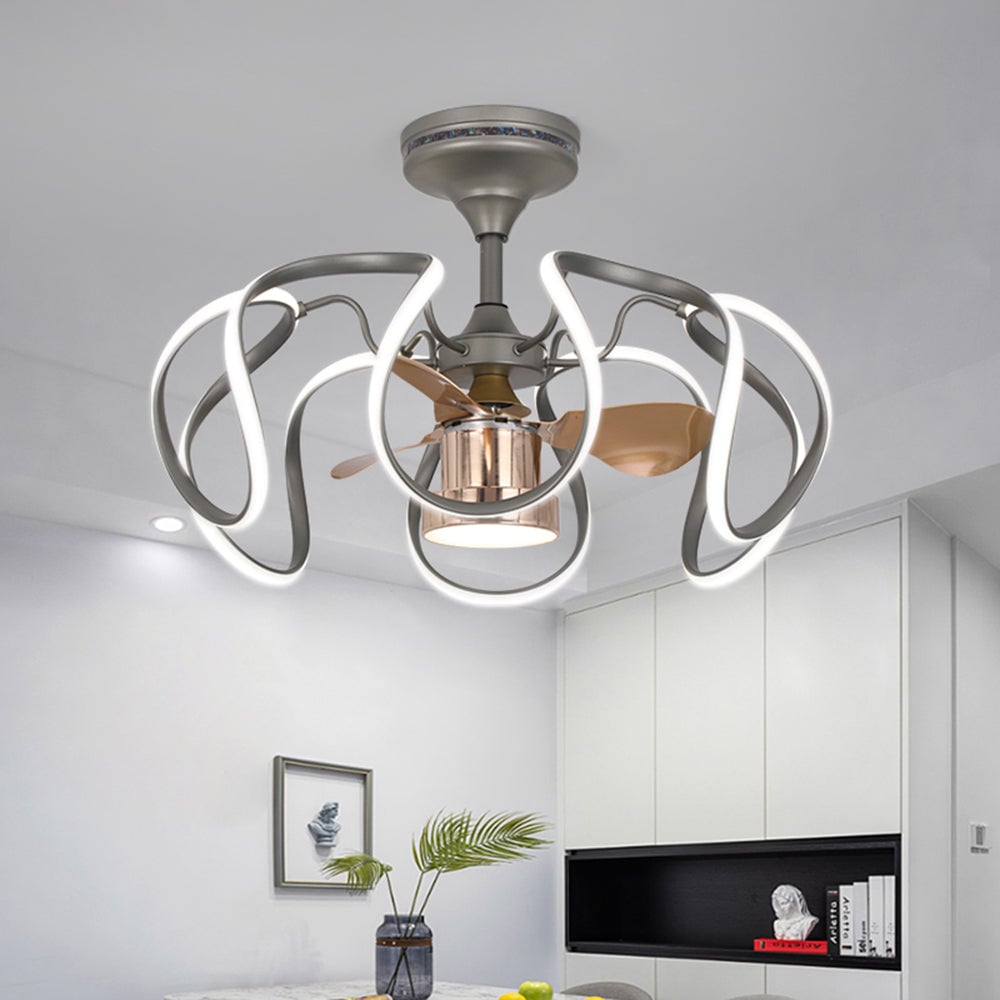 Lacey Deckenventilator mit Beleuchtung Grau & Weiß, 2 Stile, ∅65CM - Cueteks