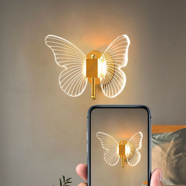 Kady Schmetterling Goldene Vanity Wandleuchte, 25CM Lang - Cueteks