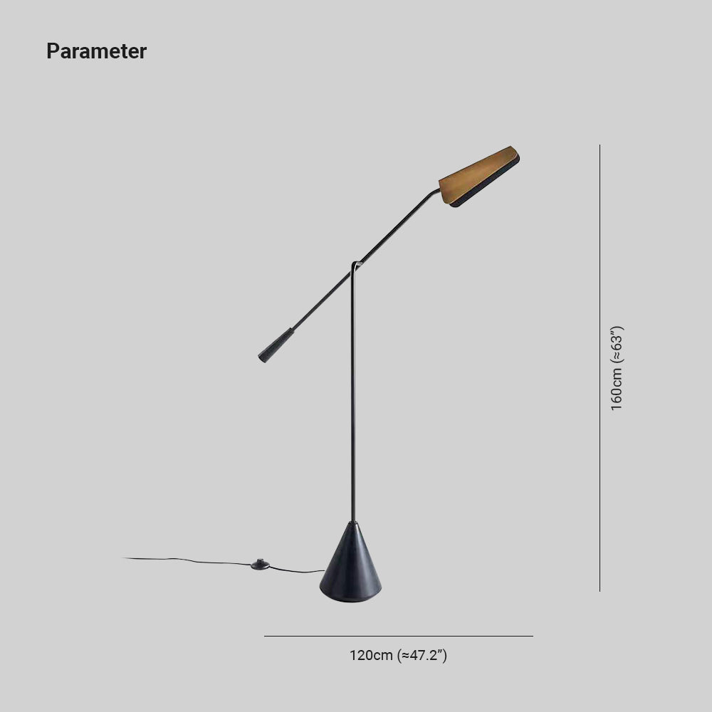 Salgado floor-lamp diagram showing the extended arm
