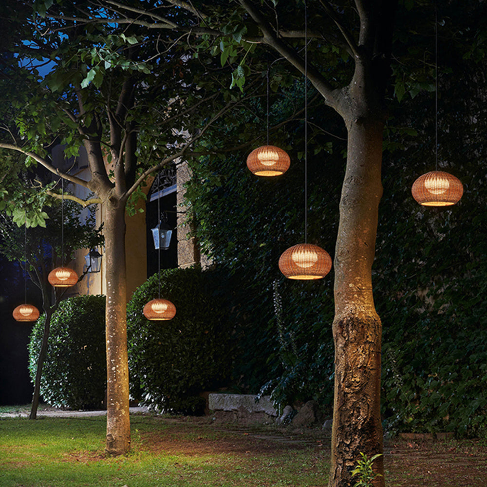 Ritta Außenpendelleuchte, Metall & Rattan, 2 Farben, ∅40/60CM - Cueteks