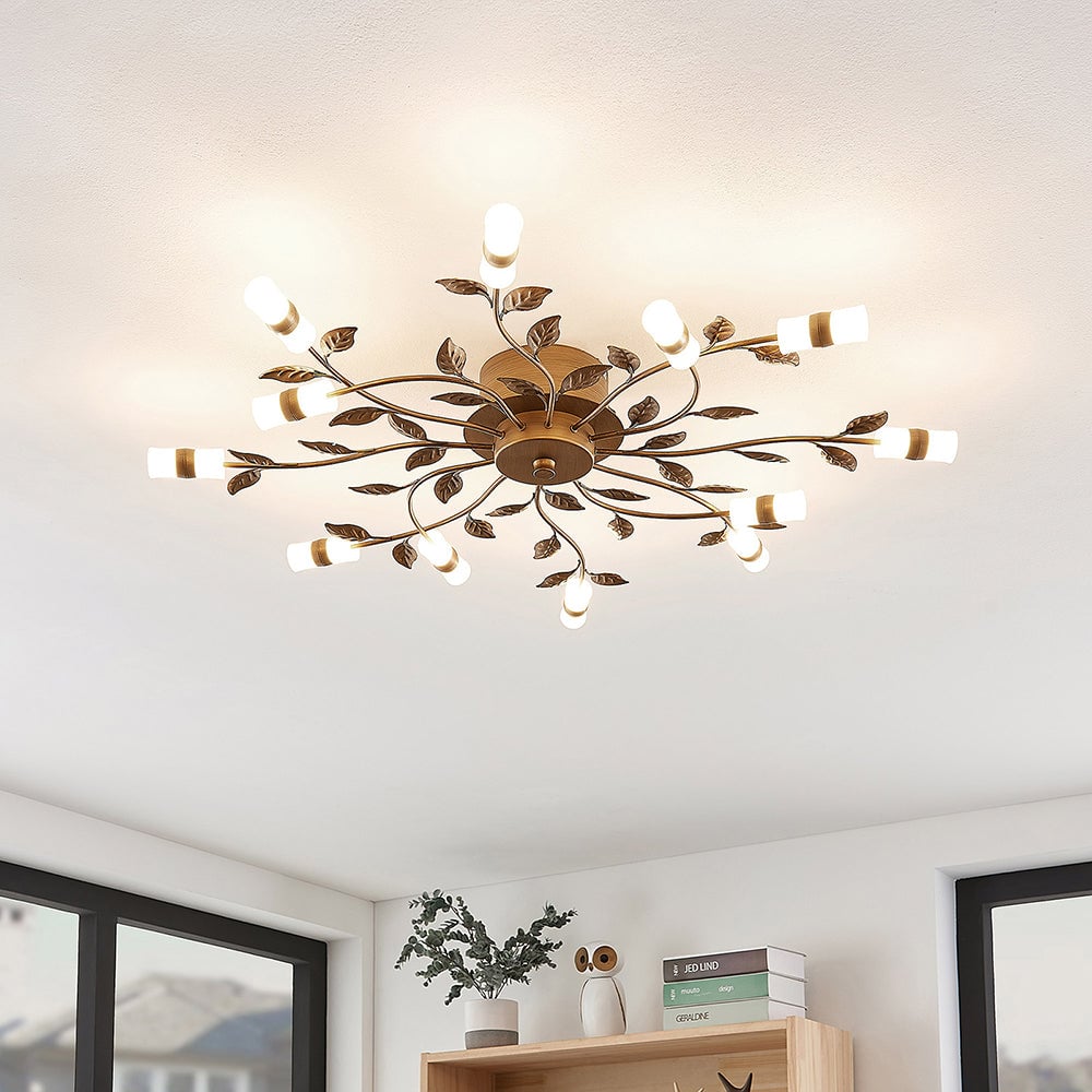 Olivia Bronze Blatt Deckenleuchte, ∅80CM - Cueteks