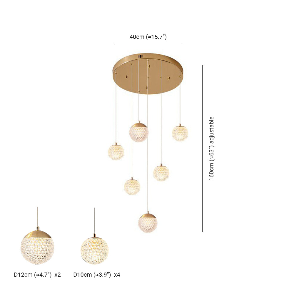 Jibril Treppenkronleuchter, 1/3/5/6/8/9/10/12/15/18/21/24-flammig - Cueteks