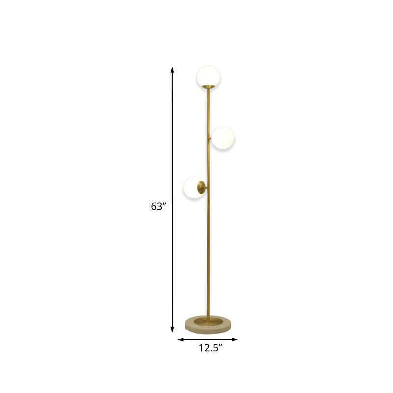 Valentina Stehlampe, 3-flammig, Messing & Glas, 160CM Lang - Cueteks