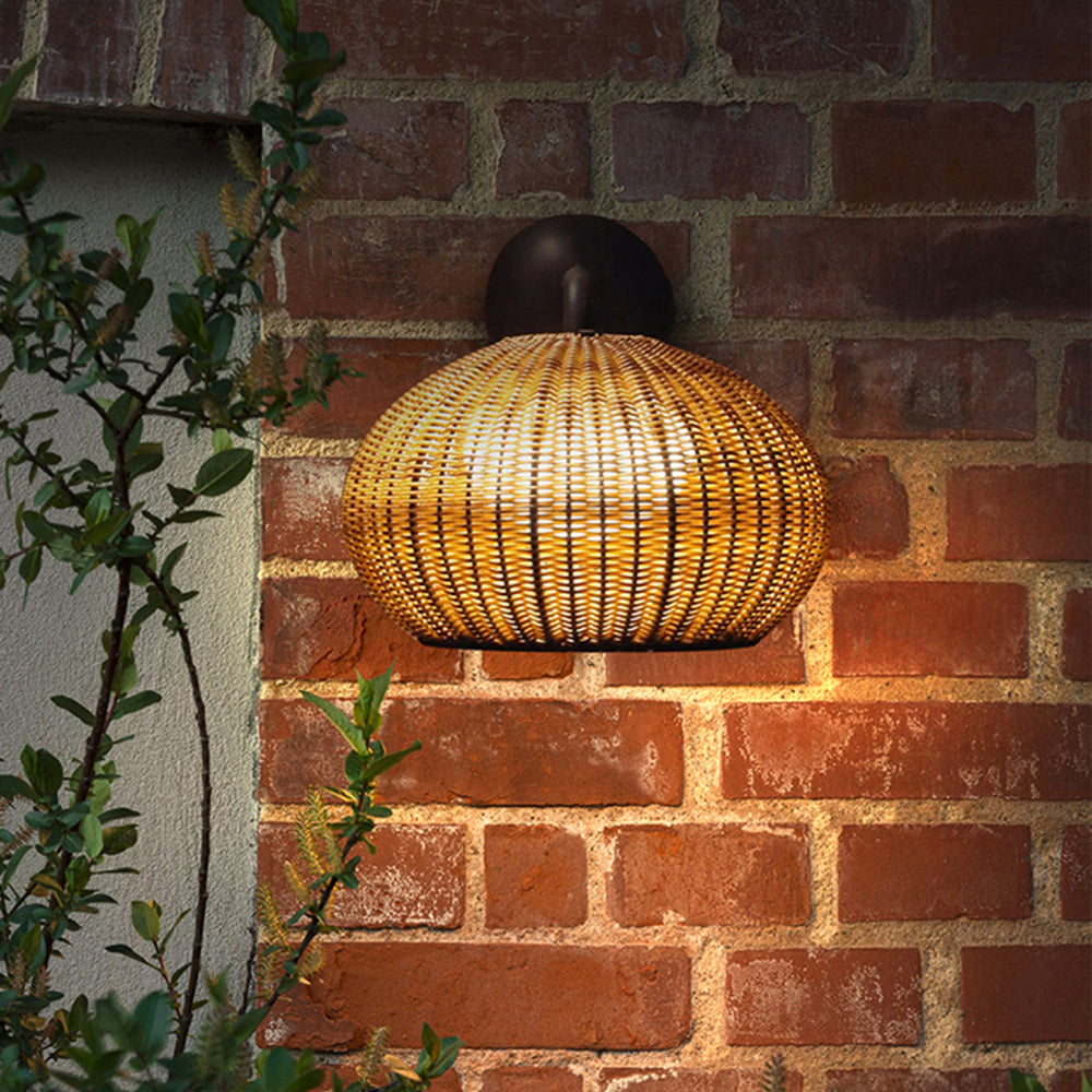 Ritta Außenwandleuchte Bauernhof, Metall & Rattan, 33CM Lang - Cueteks
