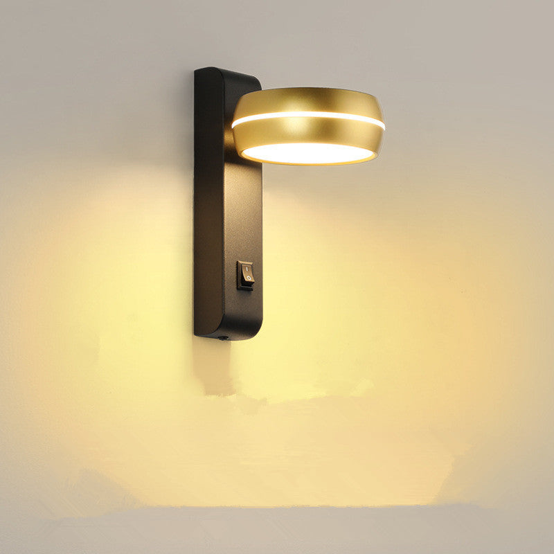 LED-Wandleuchte Schlafzimmer Nachttischlampe mit Schalter Wohnzimmer einfache Drehkopf-Wandleuchte - Cueteks