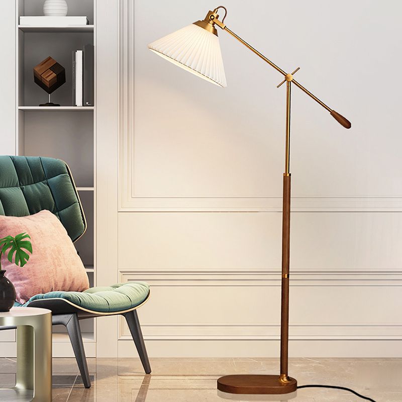 Ozawa Plissiert Stehleuchte, Metall & Holz, 196CM Lang - Cueteks