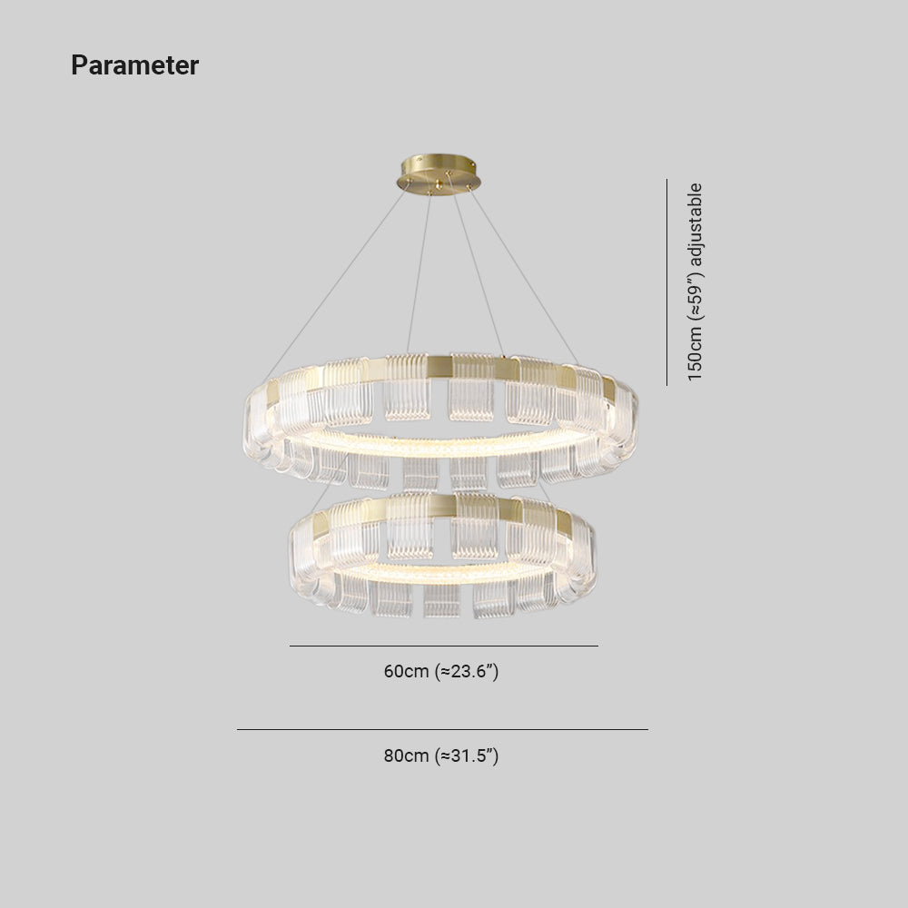 Evette Kronleuchter, Aluminium & Acryl, 1/2 Ringe, ∅40/60/80/100CM - Cueteks