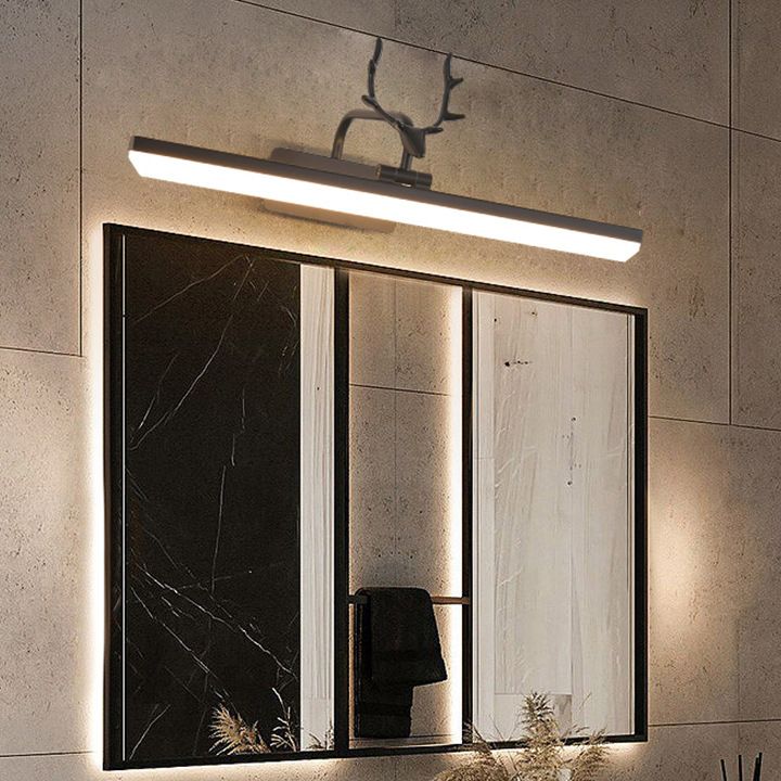 Leigh Geweihe Spiegelfront Waschtisch-Wandleuchte, 3 Farben, Metall, 43/58/74/93CM Lang - Cueteks