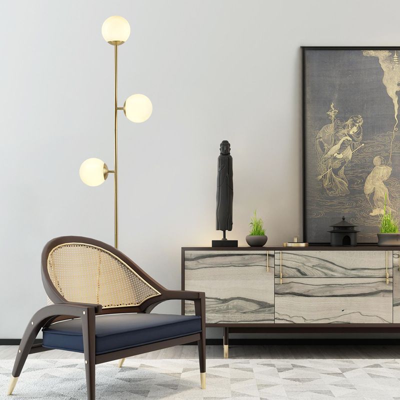 Valentina Stehlampe, 3-flammig, Messing & Glas, 160CM Lang - Cueteks