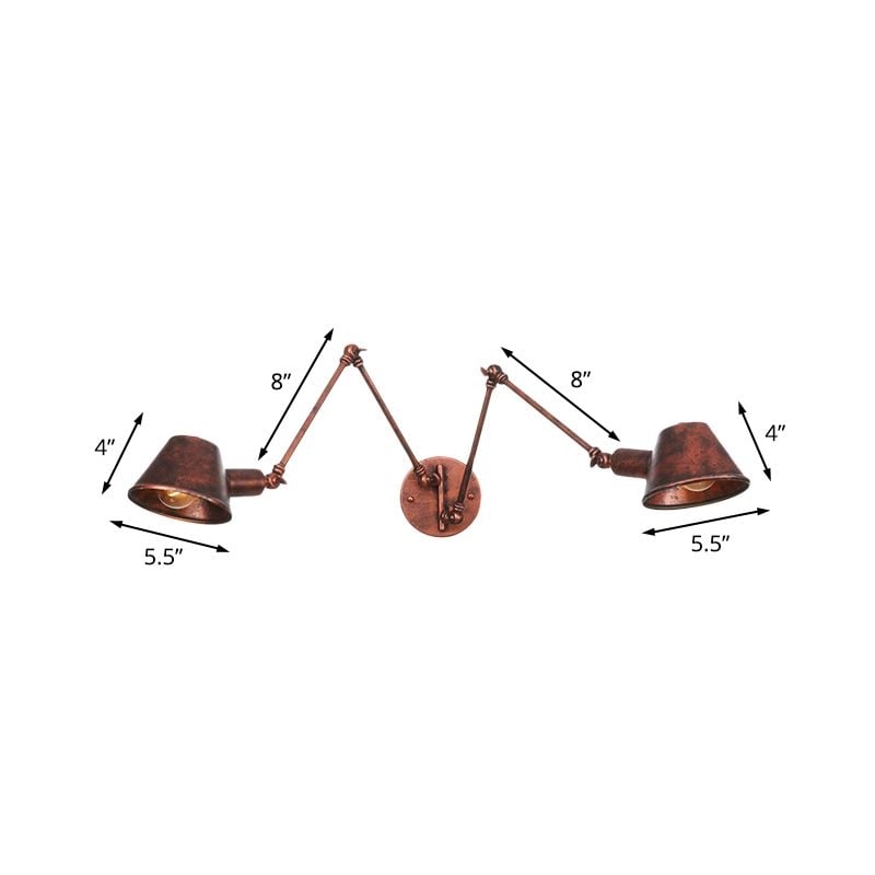 Brady Verstellbare schwarze Wandleuchte, 2/3 flammig, 10CM Lang - Cueteks