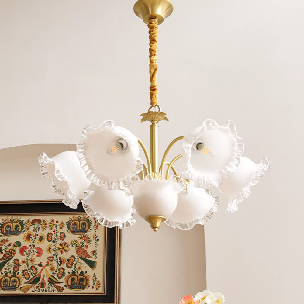 Large Flower Shape Copper Ceiling Chandelier - Cueteks