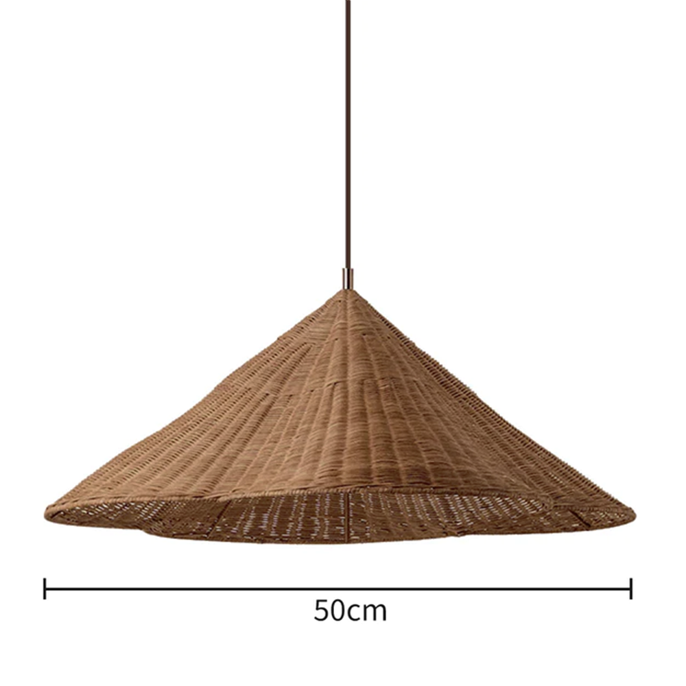 Retro Scalloped Wabi-sabi Woven Rattan Pendant Light - Cueteks