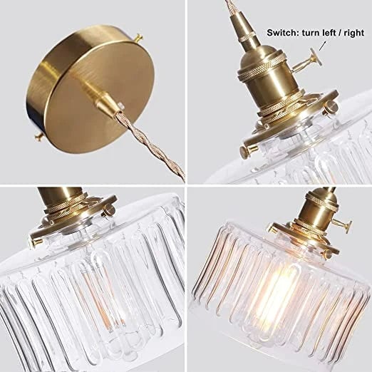 Vintage Stunning Cylinder Glass Pendant Light - Cueteks