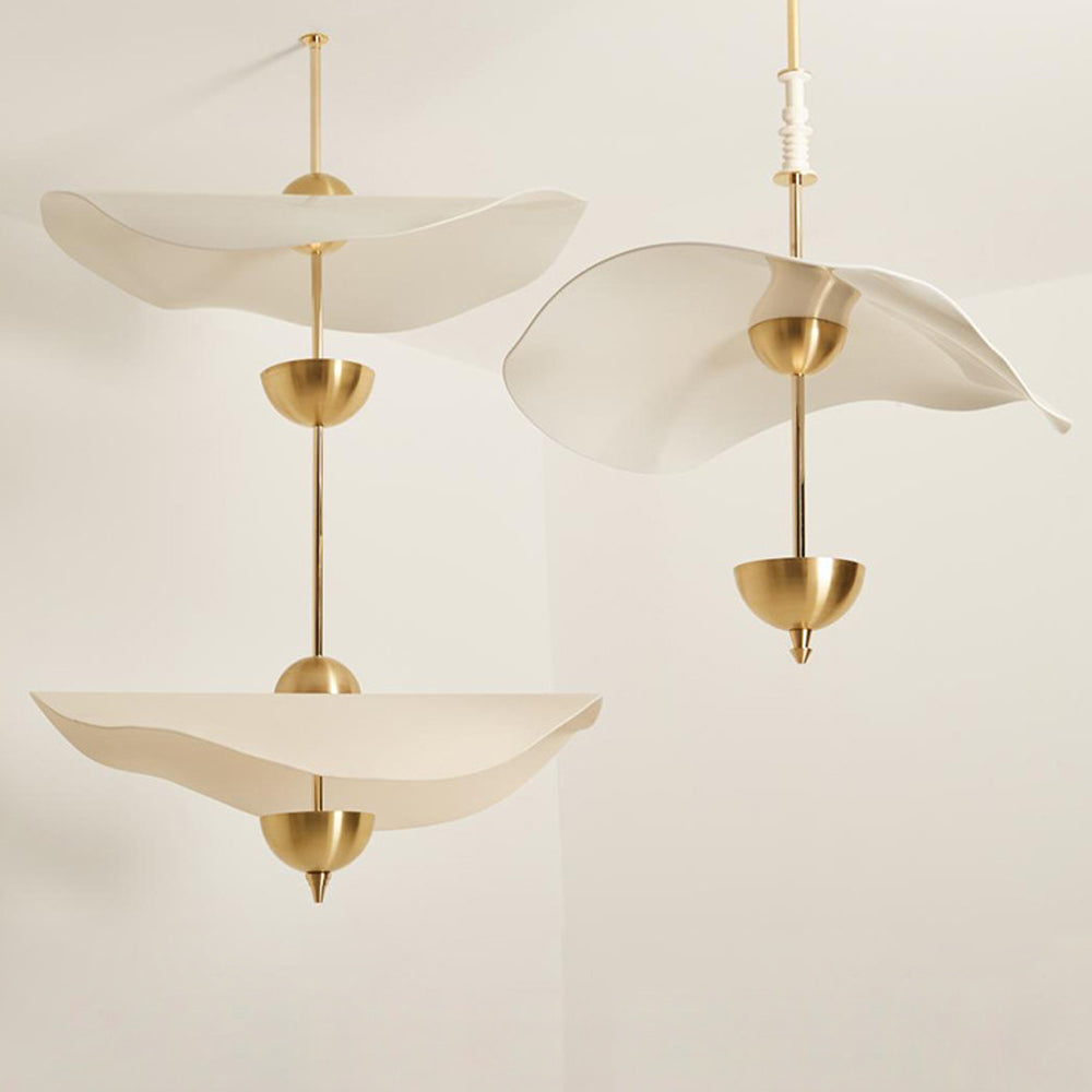 Art Deco Gold Metal Lotus Led Light Fixtures Chandeliers - Cueteks
