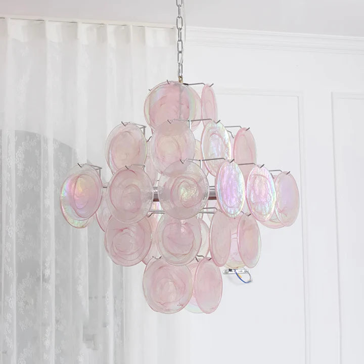 Pink Murano Glass Chandelier for Living Room - Cueteks