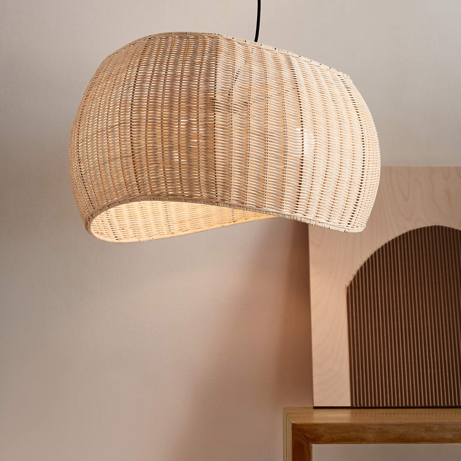 Natural Wicker Hanging Light Rattan Pendant Lampshade - Cueteks