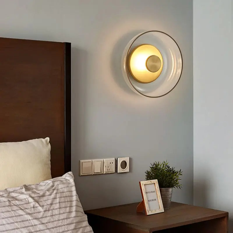 Glass Bowl Bedroom Bedside Wall Light - Cueteks