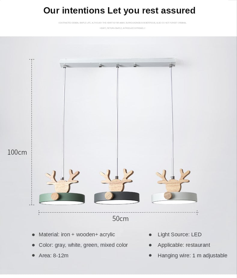 Morandi Holz LED Kronleuchter Hirschgeweih Pendelleuchte - Cueteks