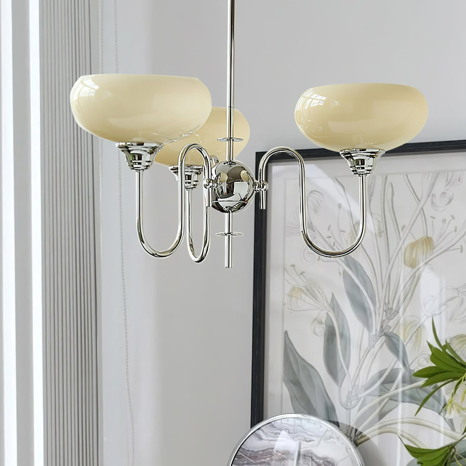 Vintage Creamy Persimmon Glass Chandelier - Cueteks