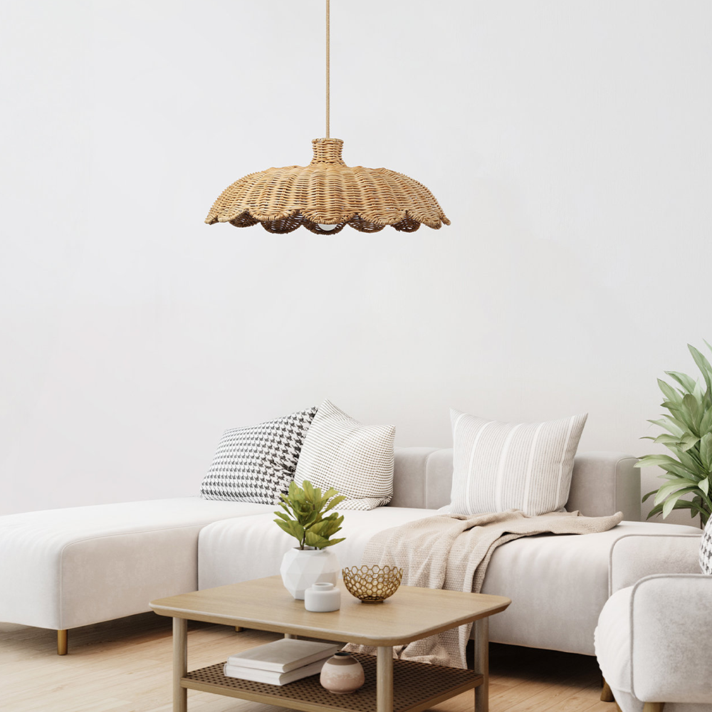 Boho Creative Decor Rattan Woven Pendant Light - Cueteks