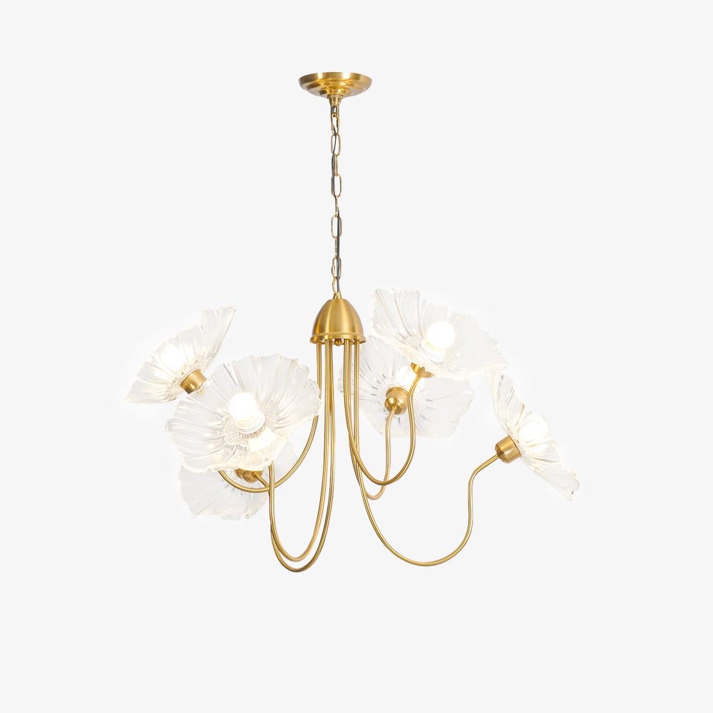 Modern Lotus Leaf Glass Living Room Chandelier - Cueteks