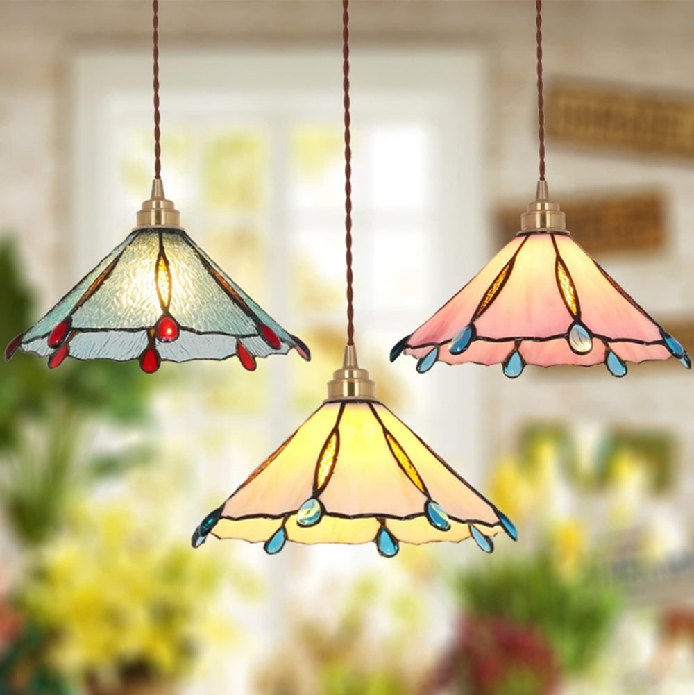 Retro Stained Glass Tiffany Pendant Light - Cueteks