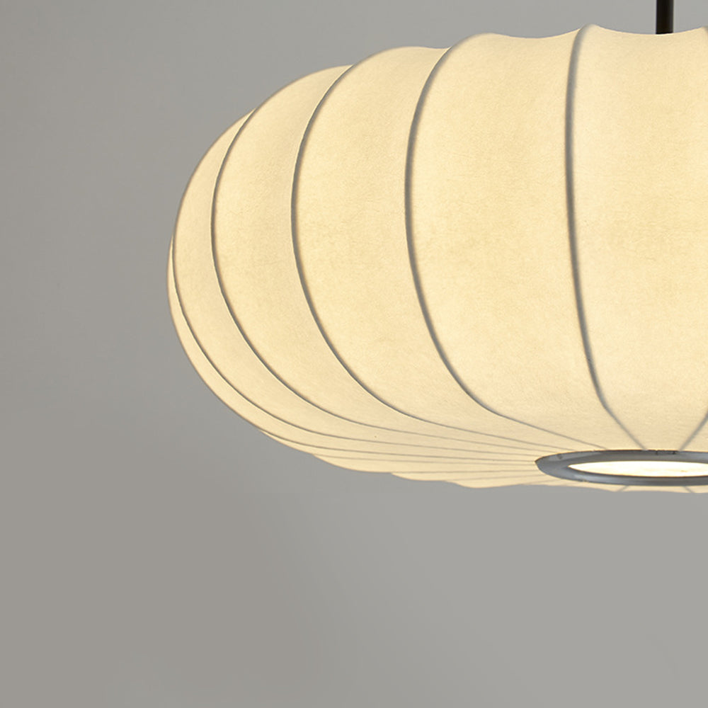 White Fabric Hanging Light Pumpkin Shape Pendant Light - Cueteks