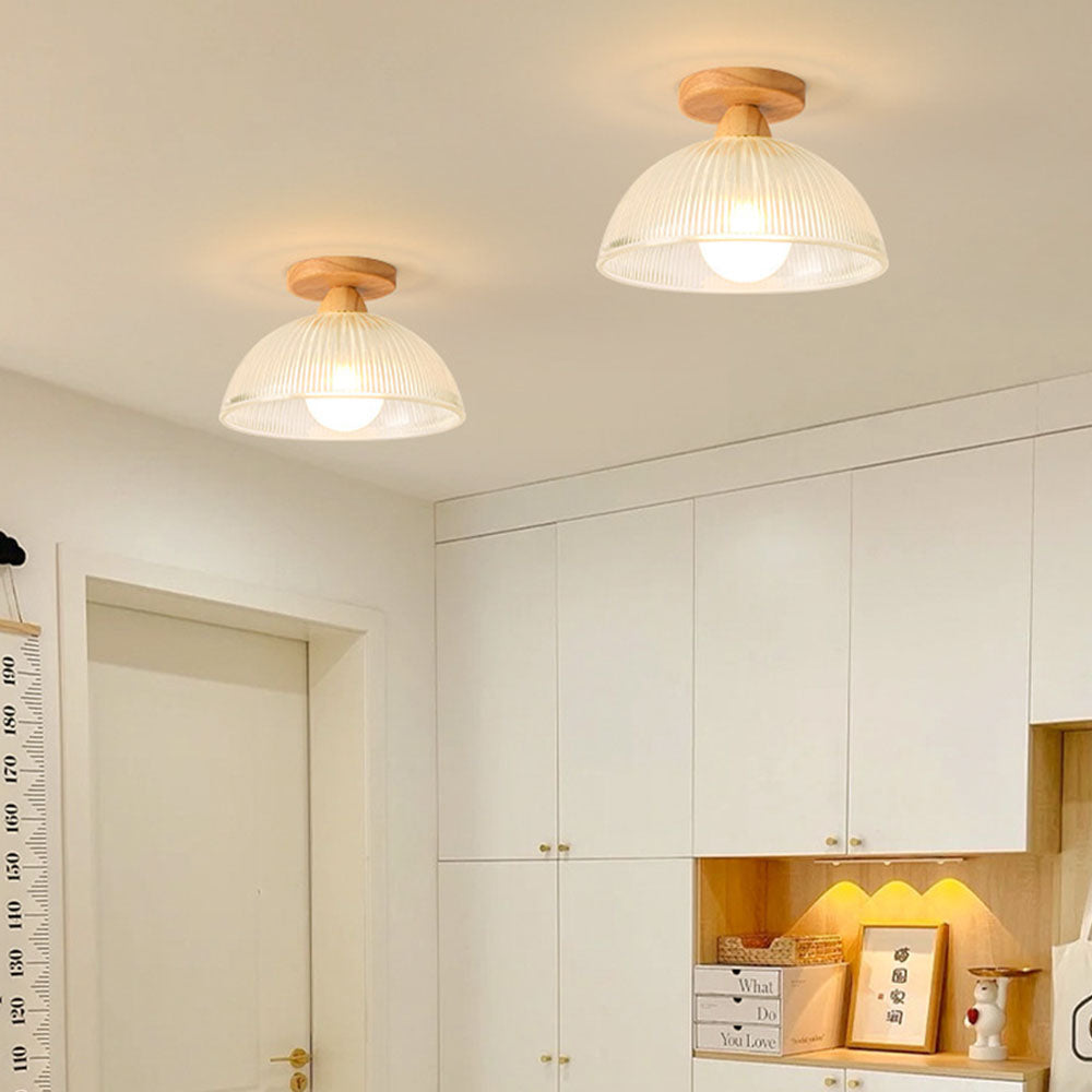 Vintage Solid Wood Glass Ceiling Lamp - Cueteks